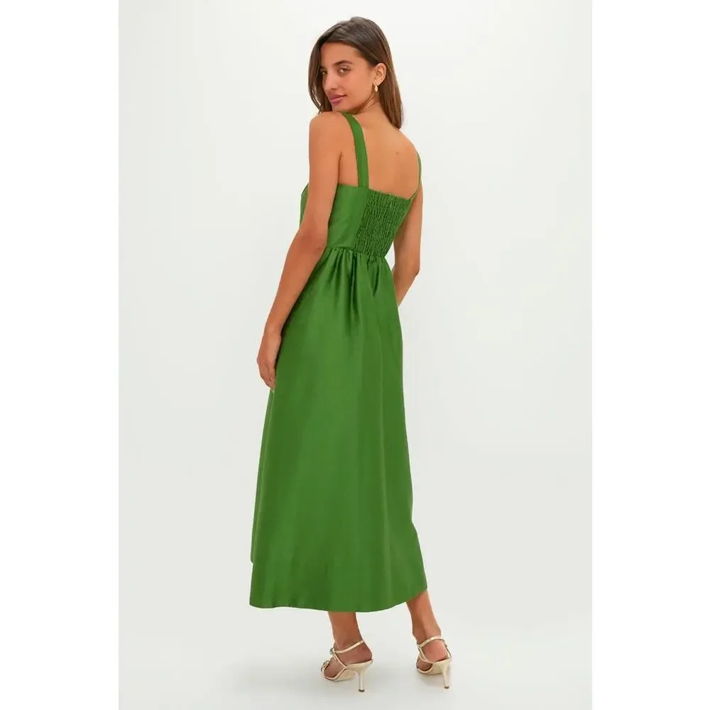 NWOT Tuckernuck Green Dupioni Esme Midi Dress - Picture 2 of 5